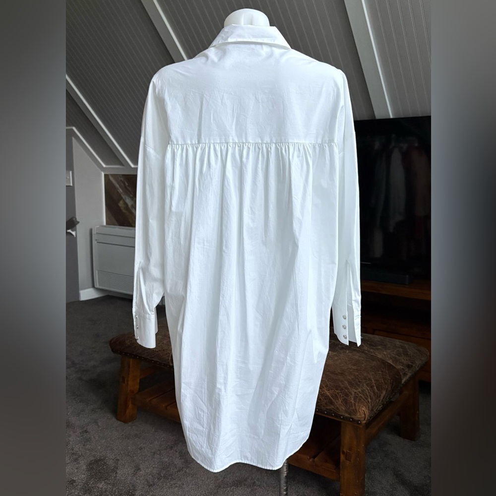 Zara White Button Down Poplin Dress Shirt - Picture 4 of 5